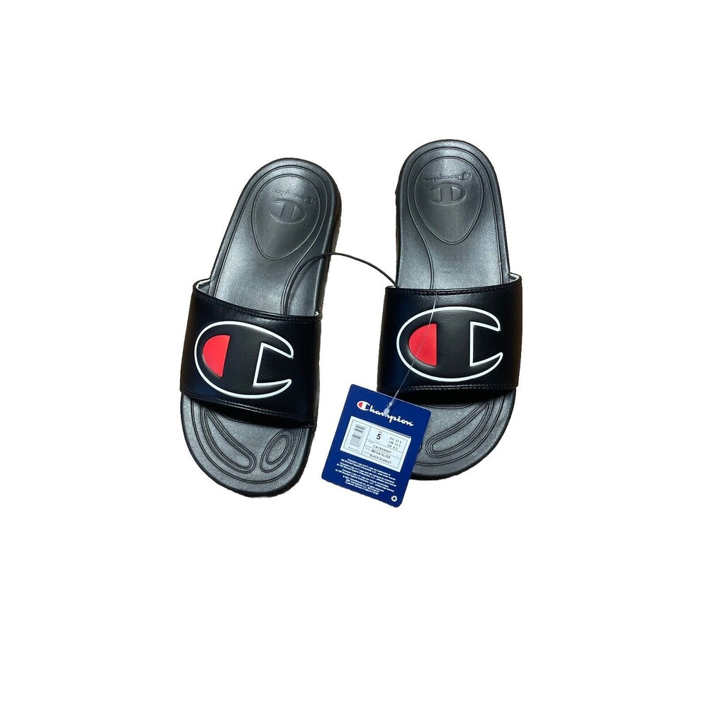 Champion Super Slides Kids Size 5 Youth Slip On Black shoes Sandals New